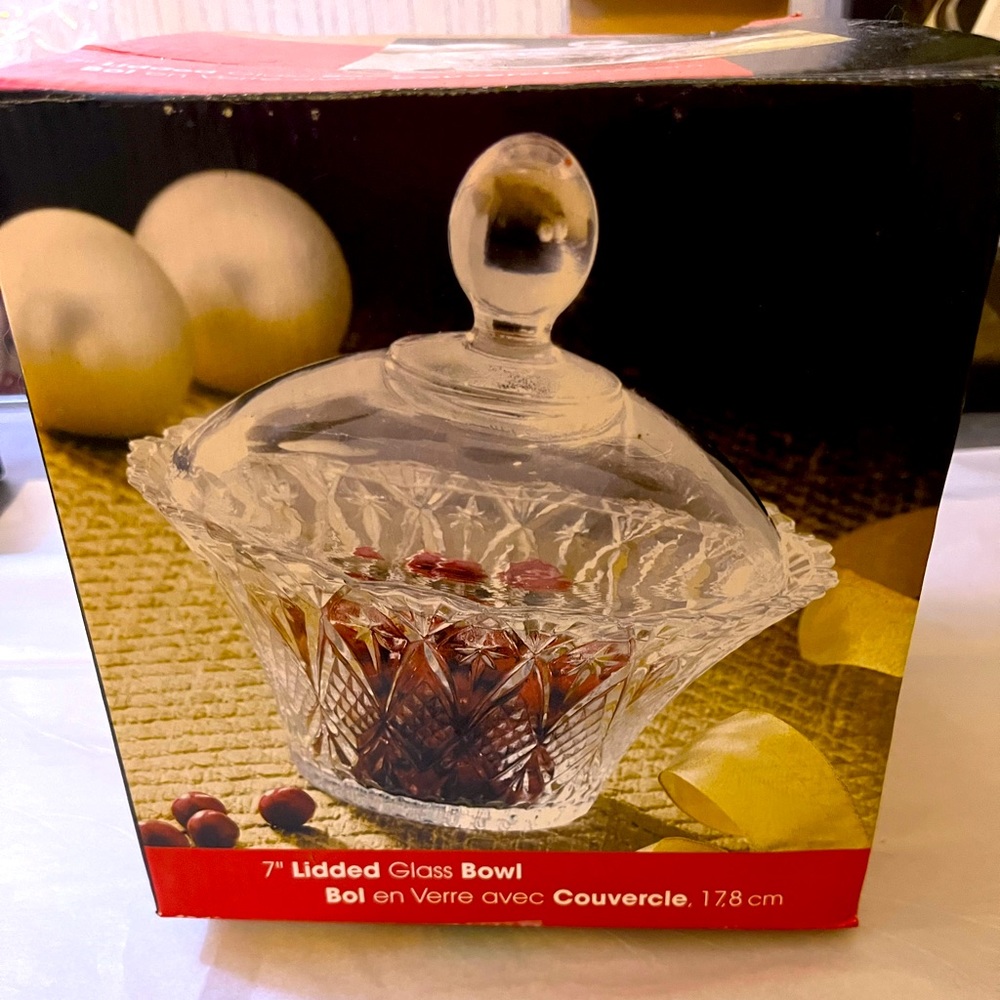Vintage Bali Lidded Glass Bowl in original box